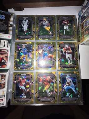 2023 Panini Prizm Draft Picks Gold Ice Cracked Parallel Lot of 9 Football Cards